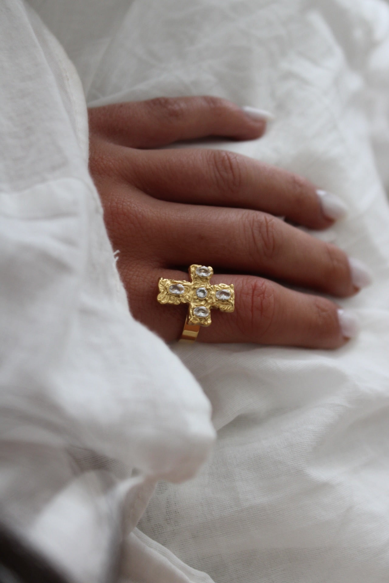 Hammered Cross Ring