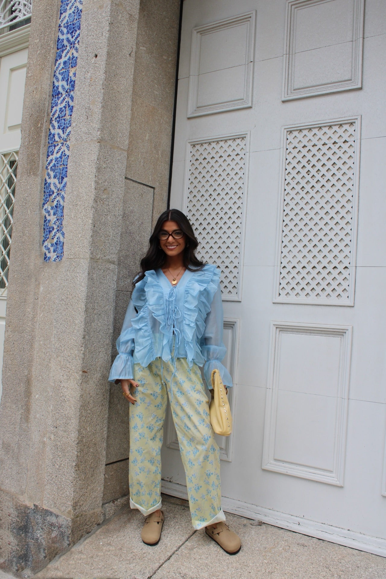 Ruffled Blouse in Blue (Pre-order | shipping on May 16)