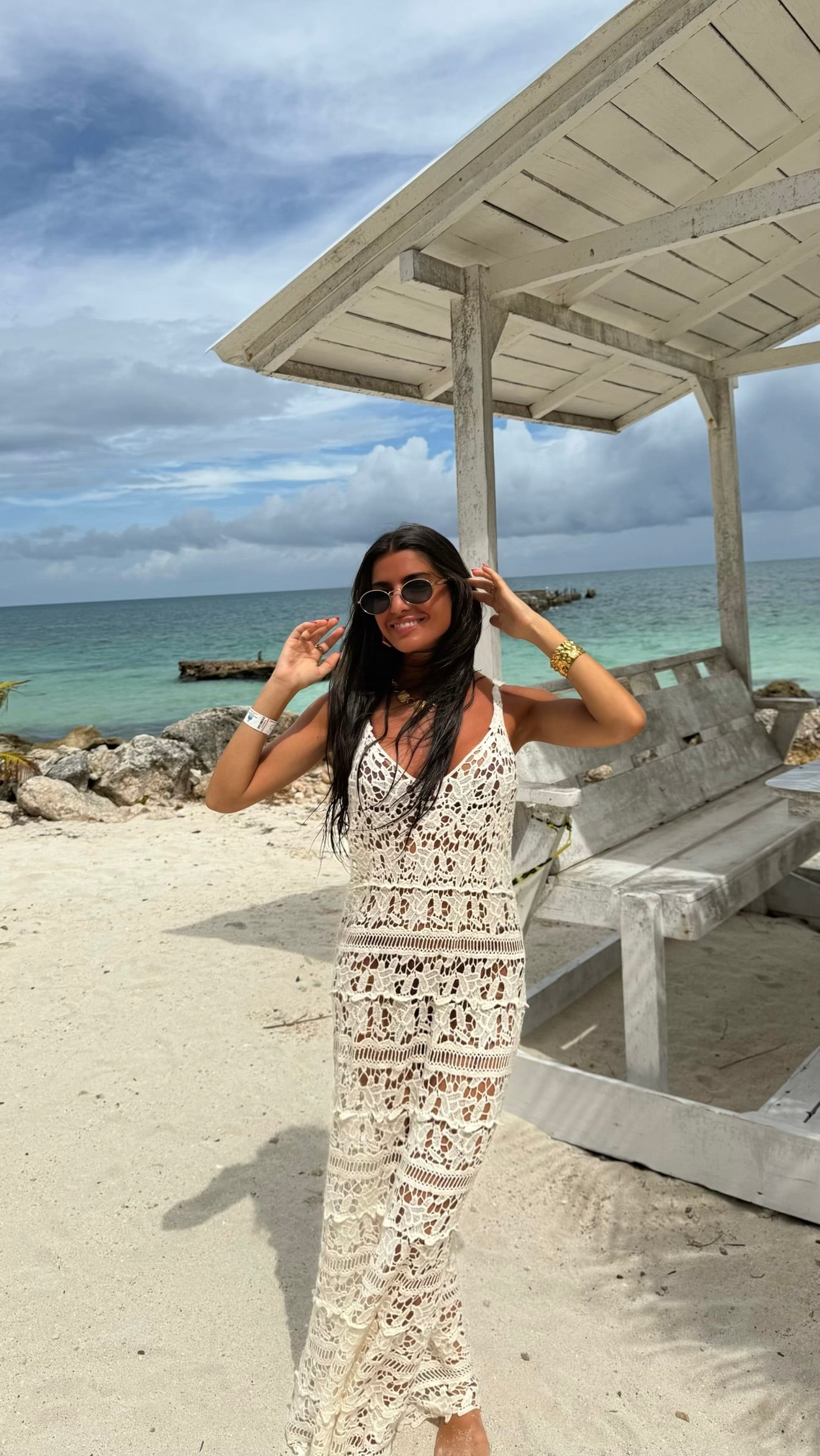 Ivory Crochet Maxi Dress
