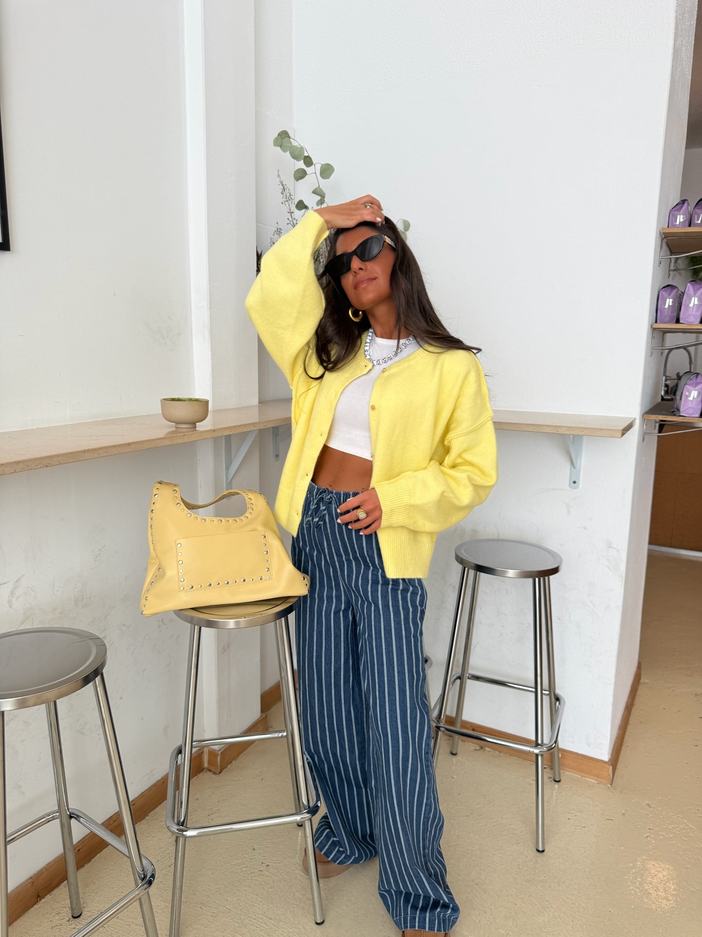 Striped Wide-Leg Jeans