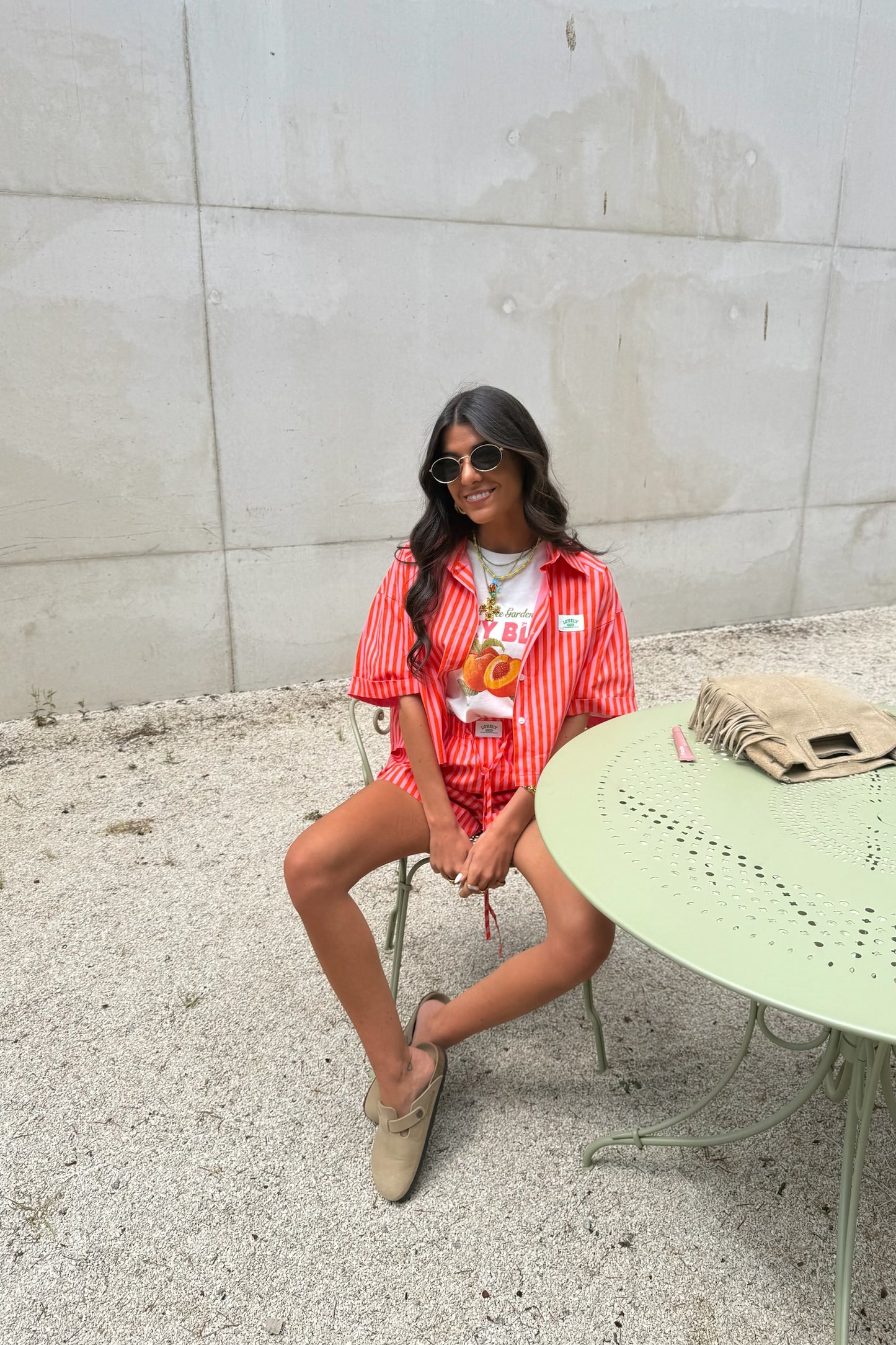 Striped Cropped Shirt - Pink and Orange
