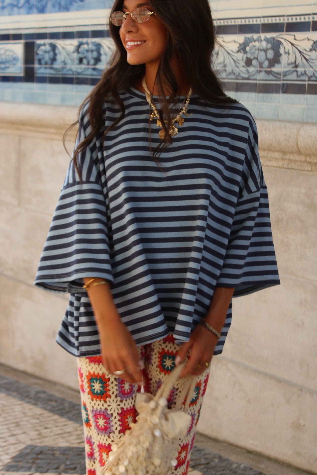 Navy and Sky Blue Striped T-Shirt