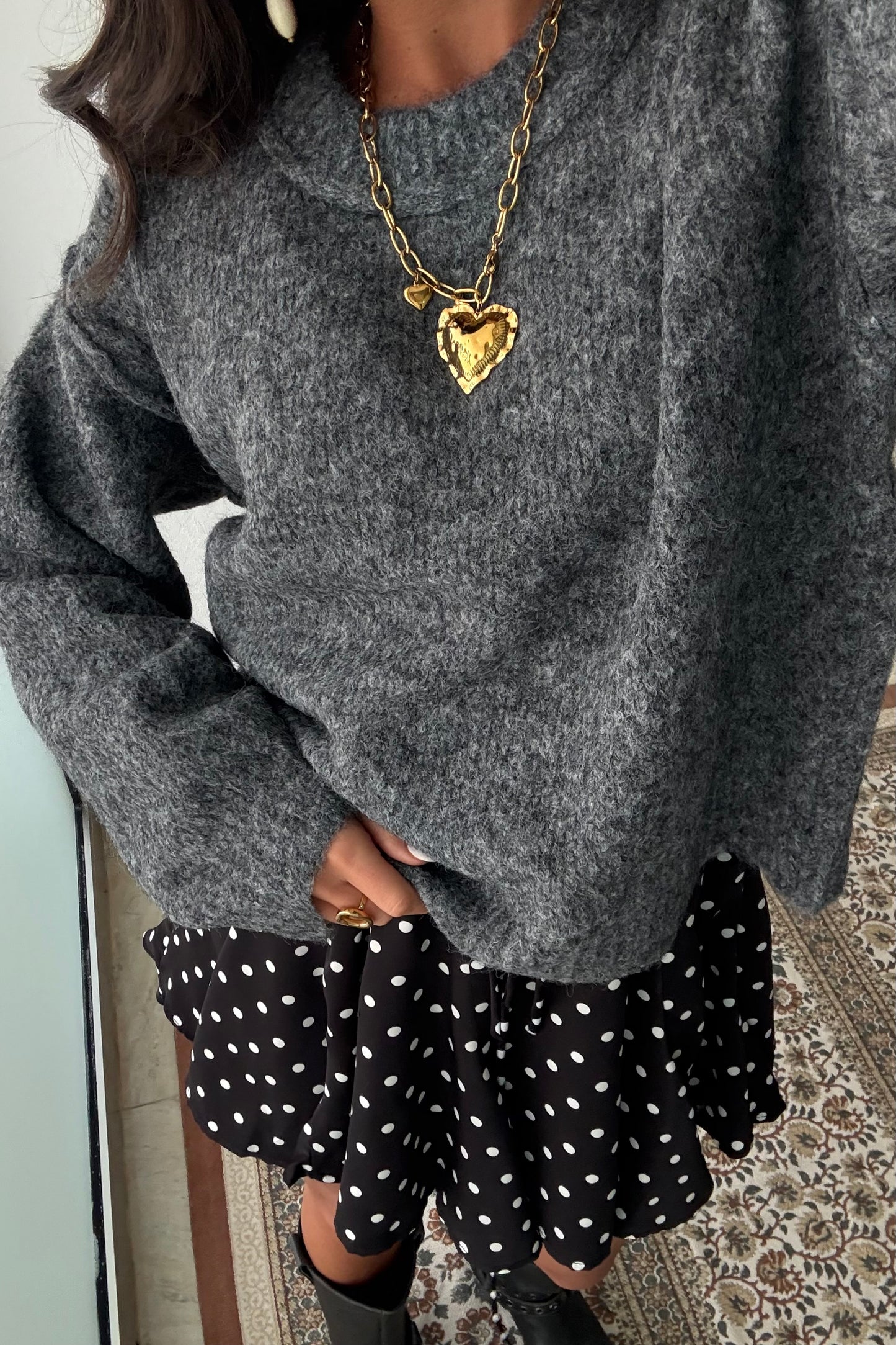 Dark Grey Wool-Blend Sweater