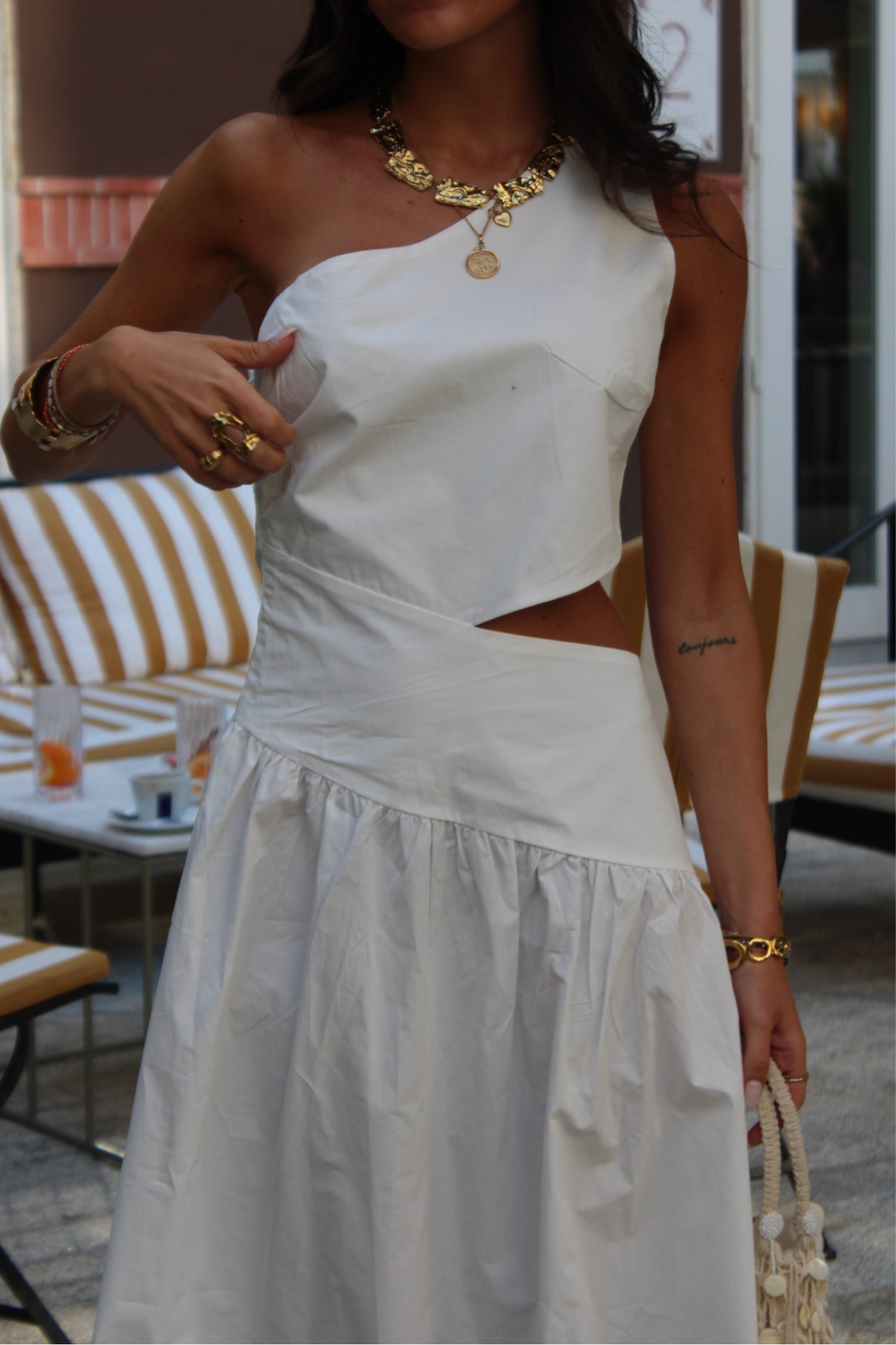 Asymmetric Maxi Dress with Cut-Out Detail
