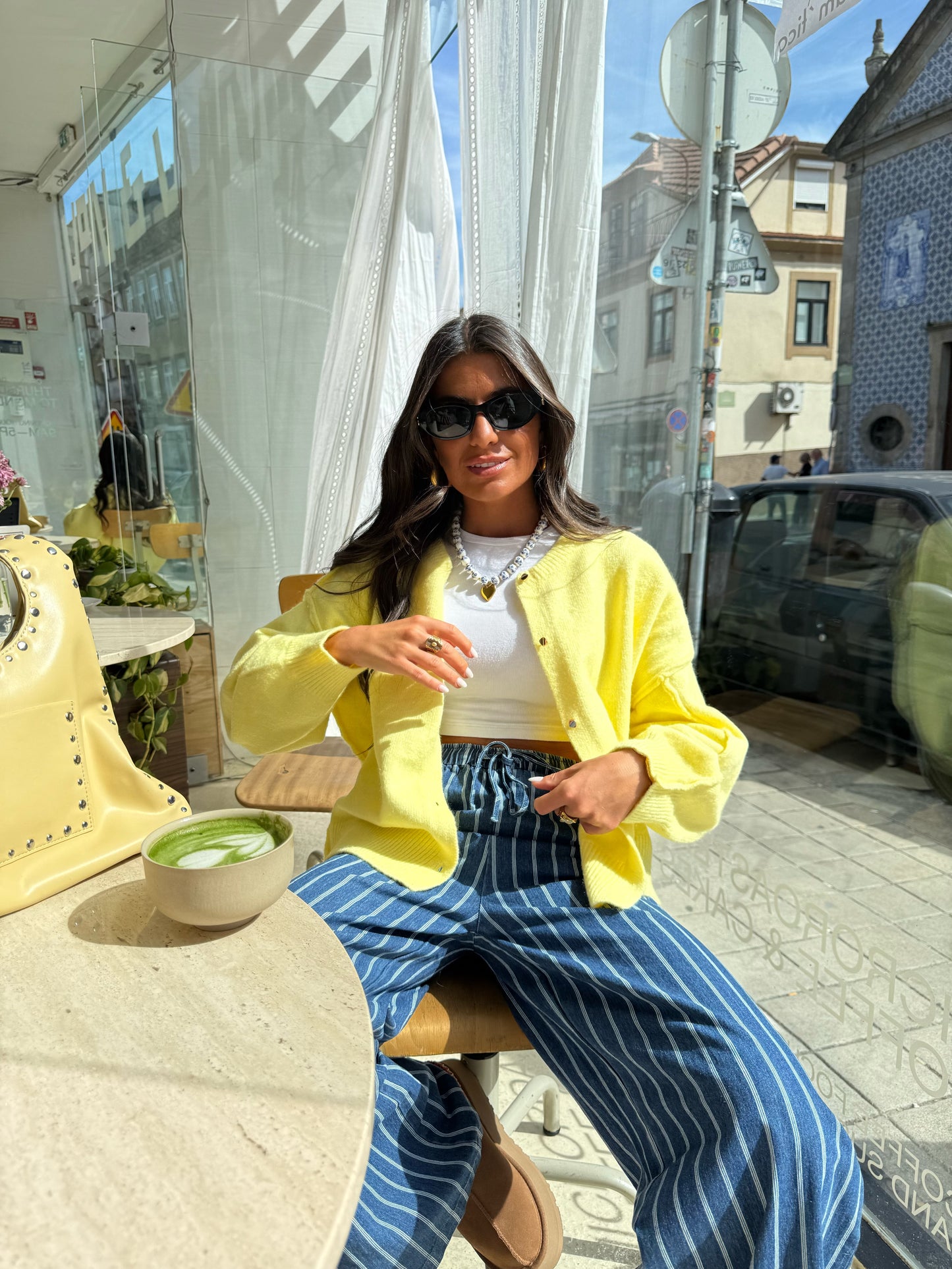Yellow Alpaca Blend Cardigan