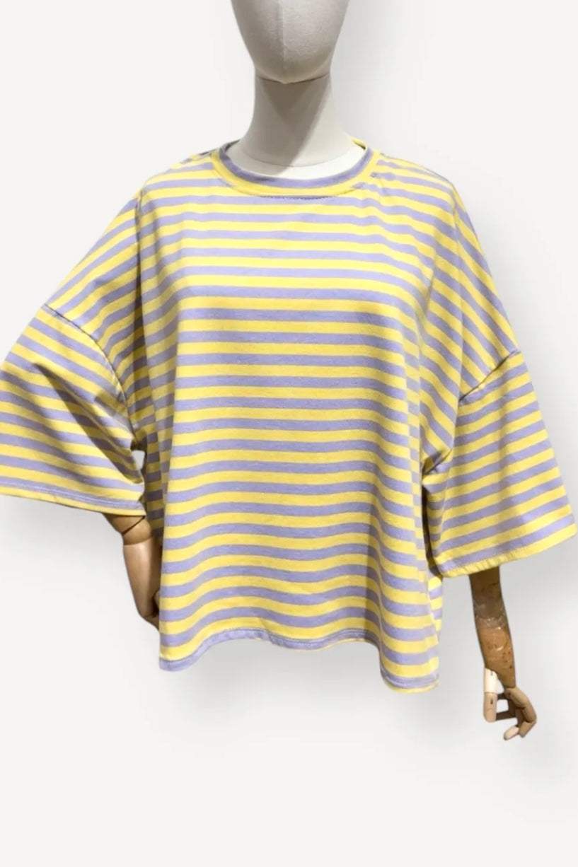 Yellow and Lilac Striped T-shirt