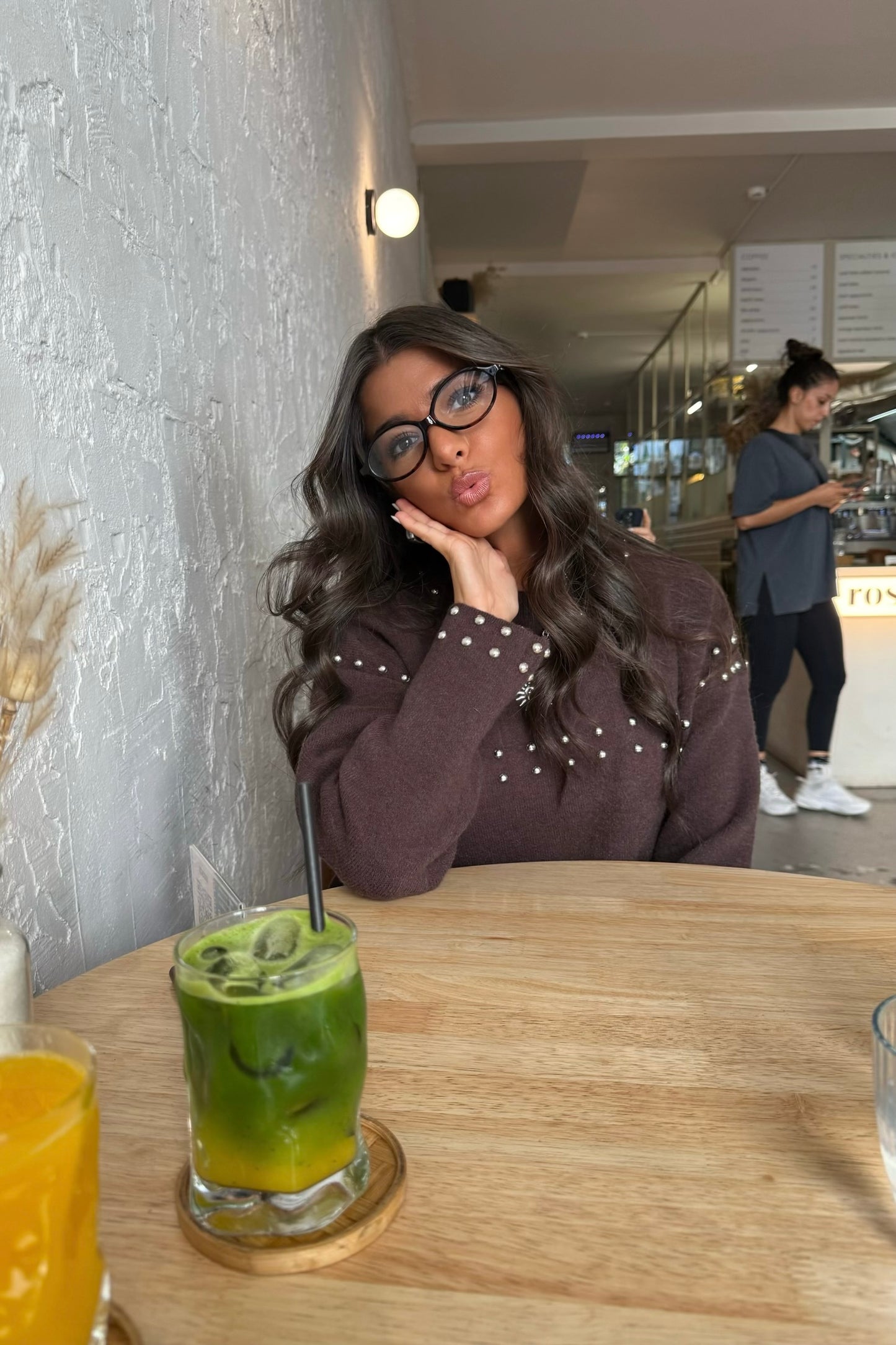 Chocolate Studded Knit Sweater