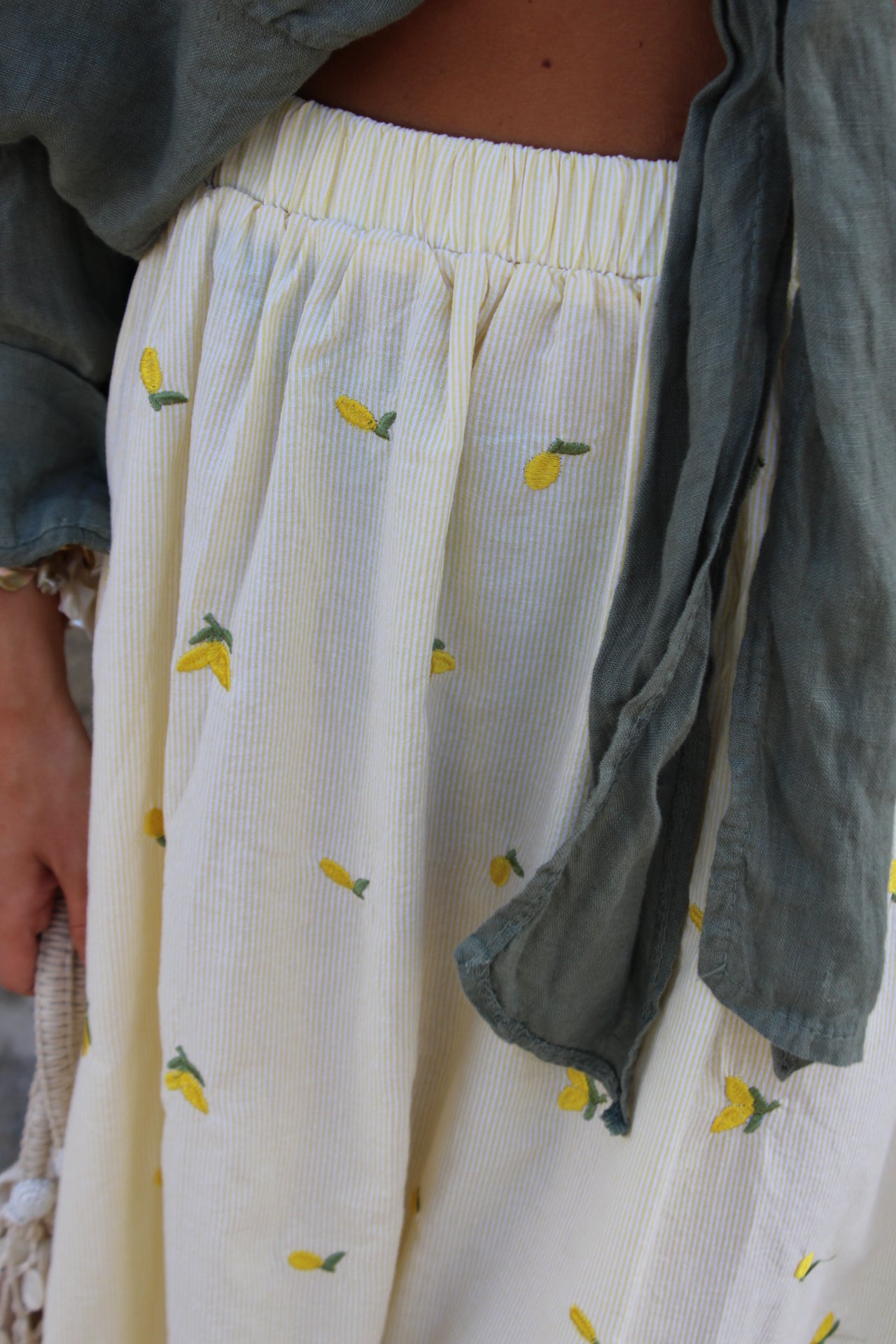 Pastel Lemon Midi Skirt