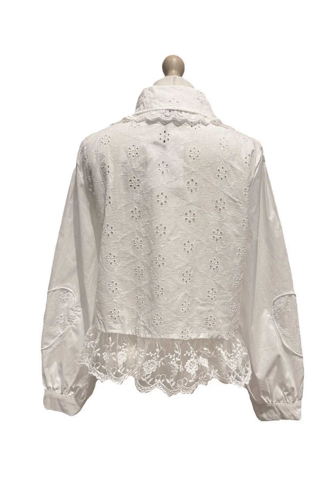 Blouse with Lace and English Embroidery Details