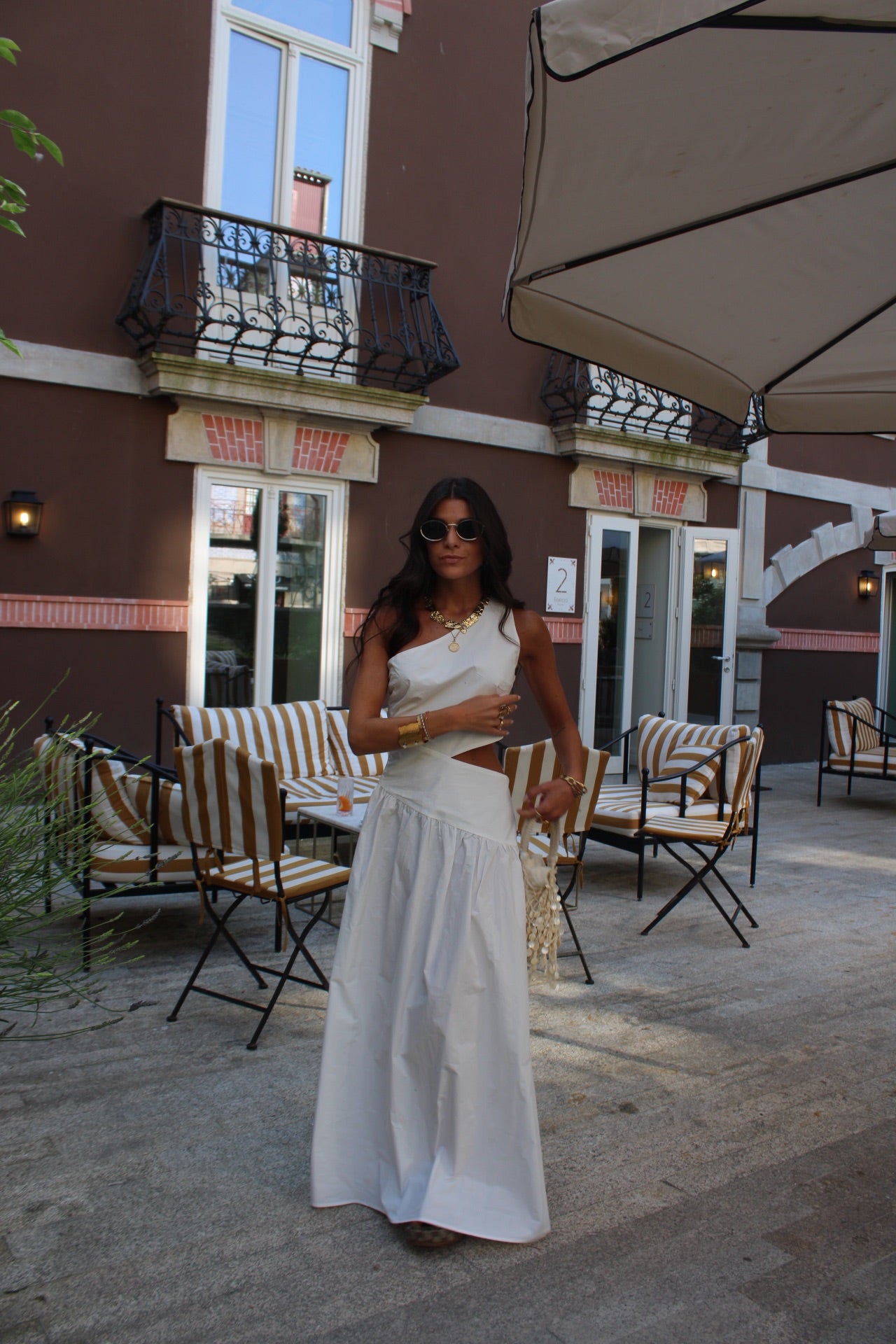 Asymmetric Maxi Dress with Cut-Out Detail