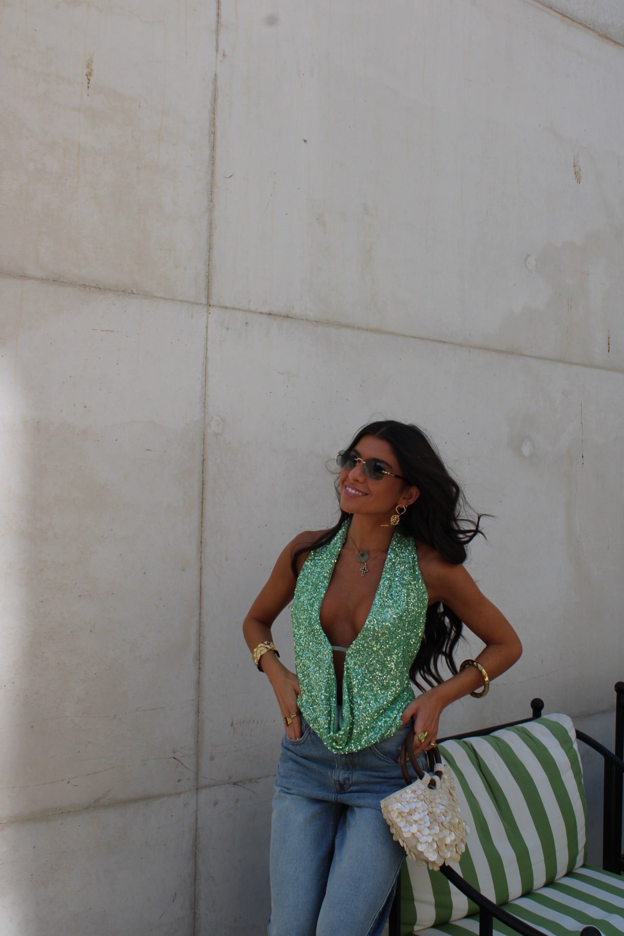 Emerald Spark Halter Top
