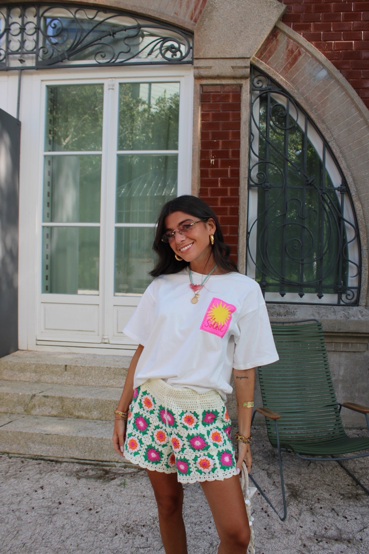 Crochet Shorts – Pink & Green (Lined)