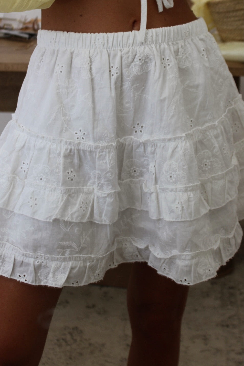 Embroidered Eyelet Skirt with Built-in Shorts