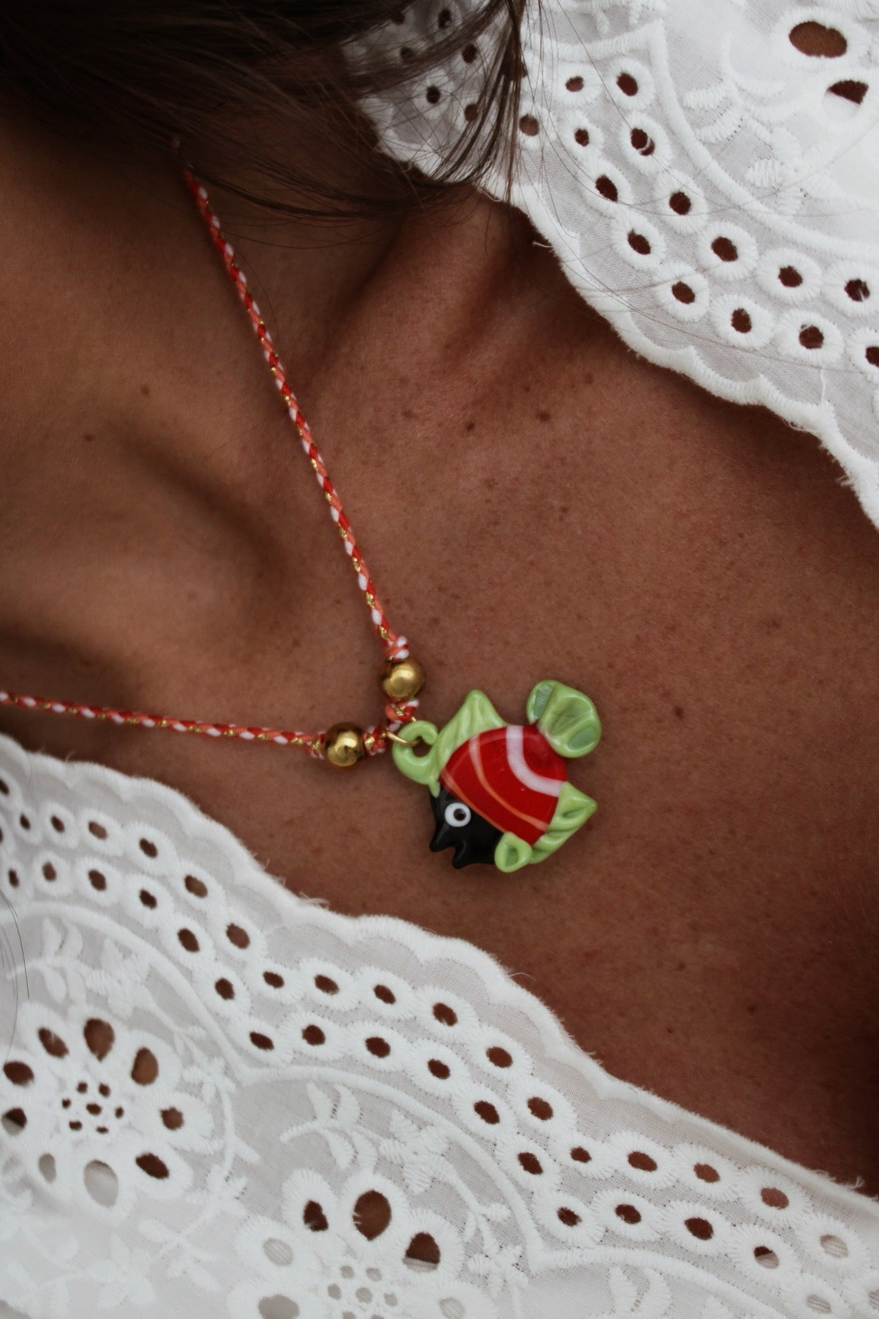 Vibrant Cord Necklace featuring a Fish Pendant