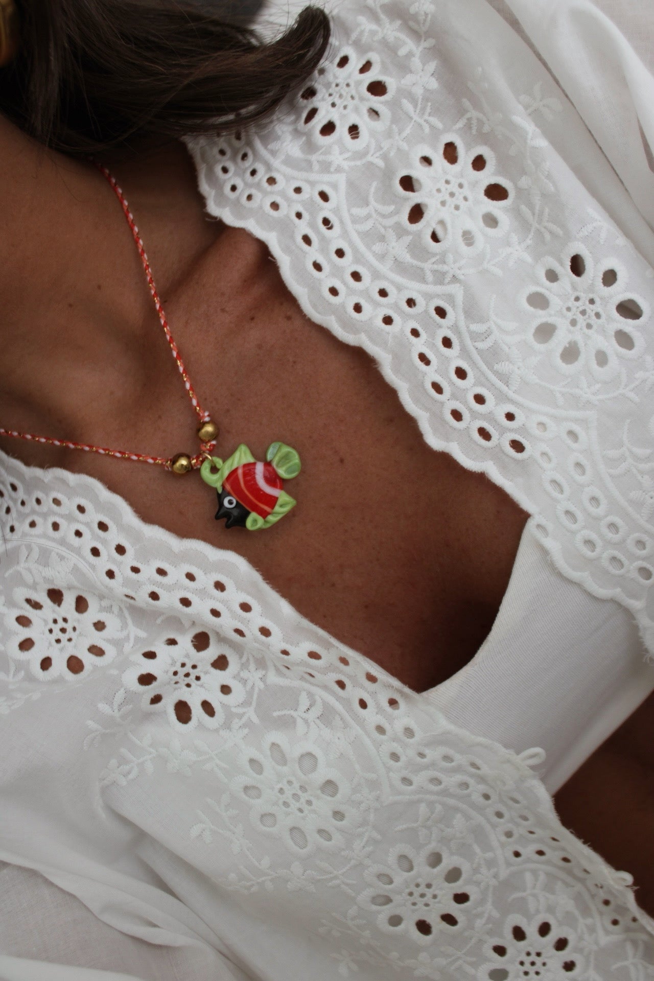Vibrant Cord Necklace featuring a Fish Pendant