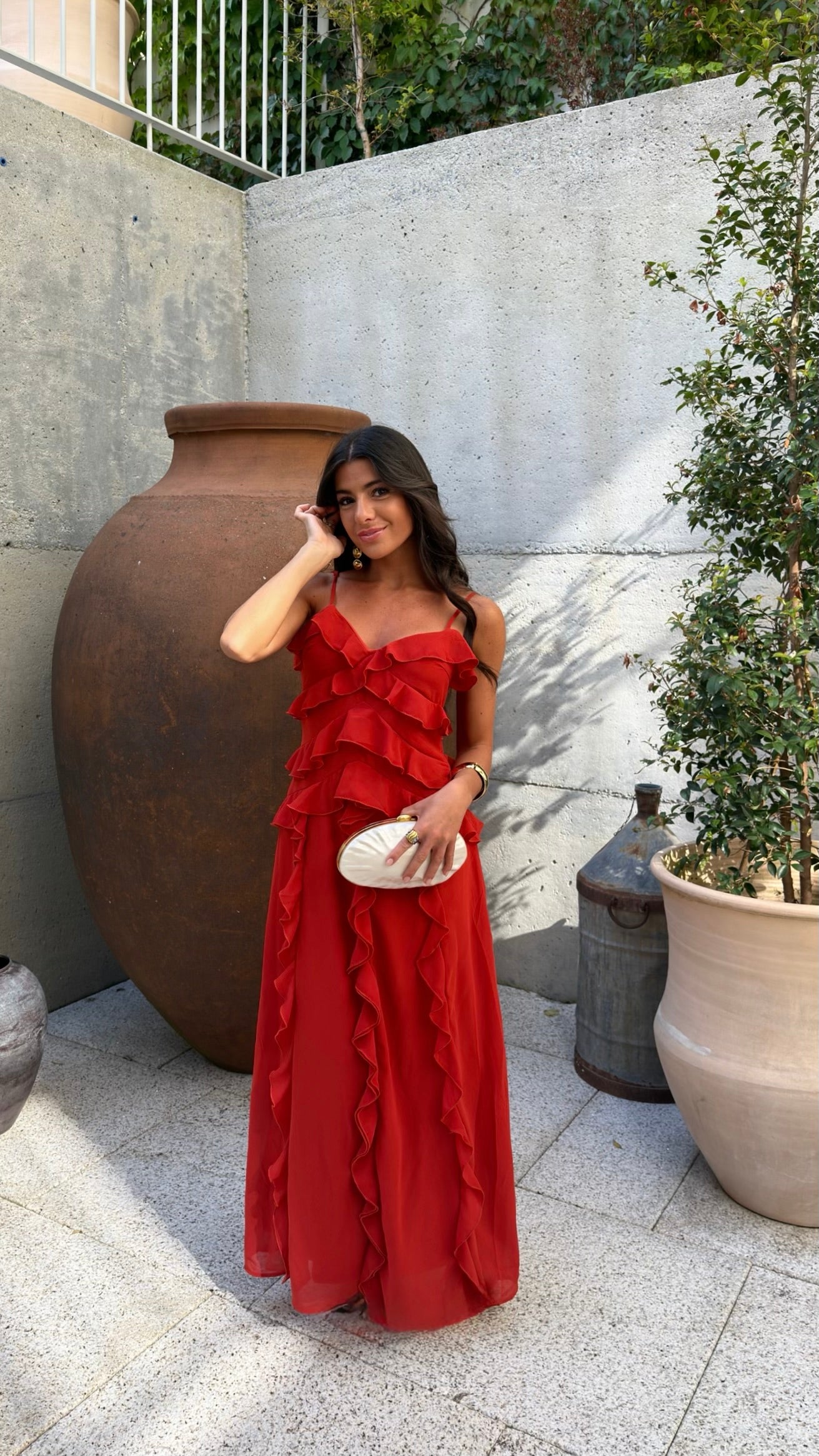 Scarlet Ruffle Maxi Dress