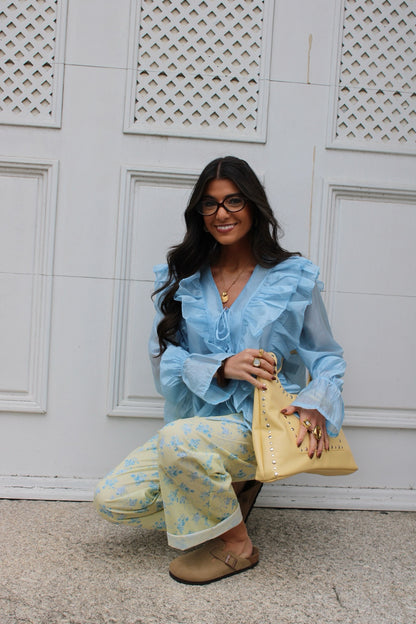 Ruffled Blouse in Blue (Pre-order | shipping on May 16)