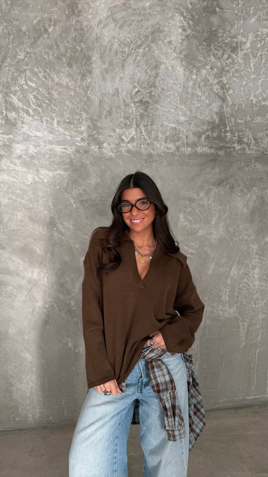 Espresso V-Neck Knit