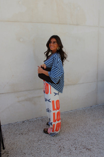 Navy and Sky Blue Striped T-shirt