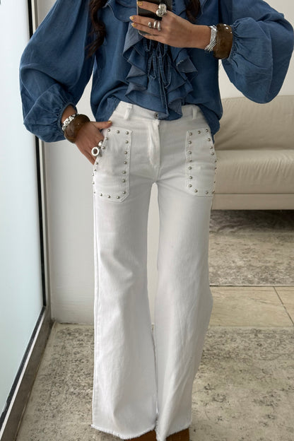 Jeans with Front Pockets and Stud