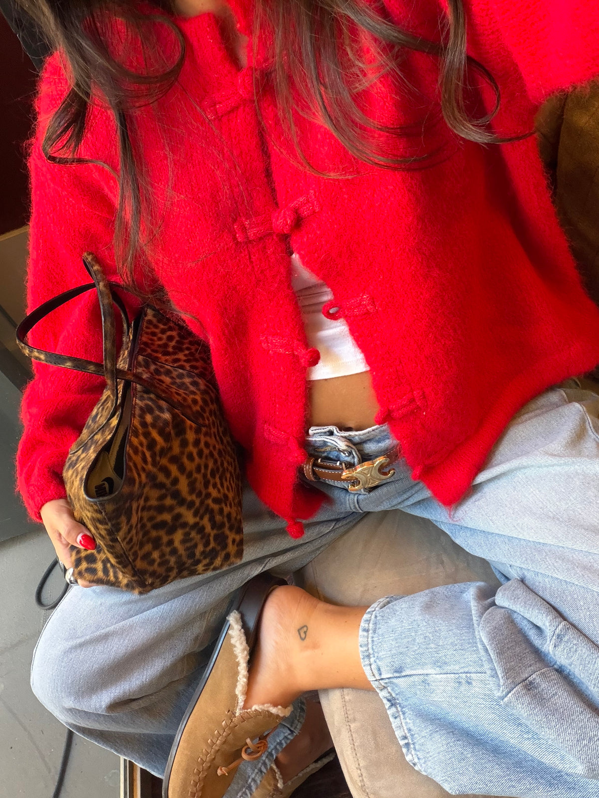 Red Toggle Cardigan