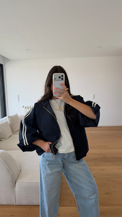 Navy Trench Bomber Jacket