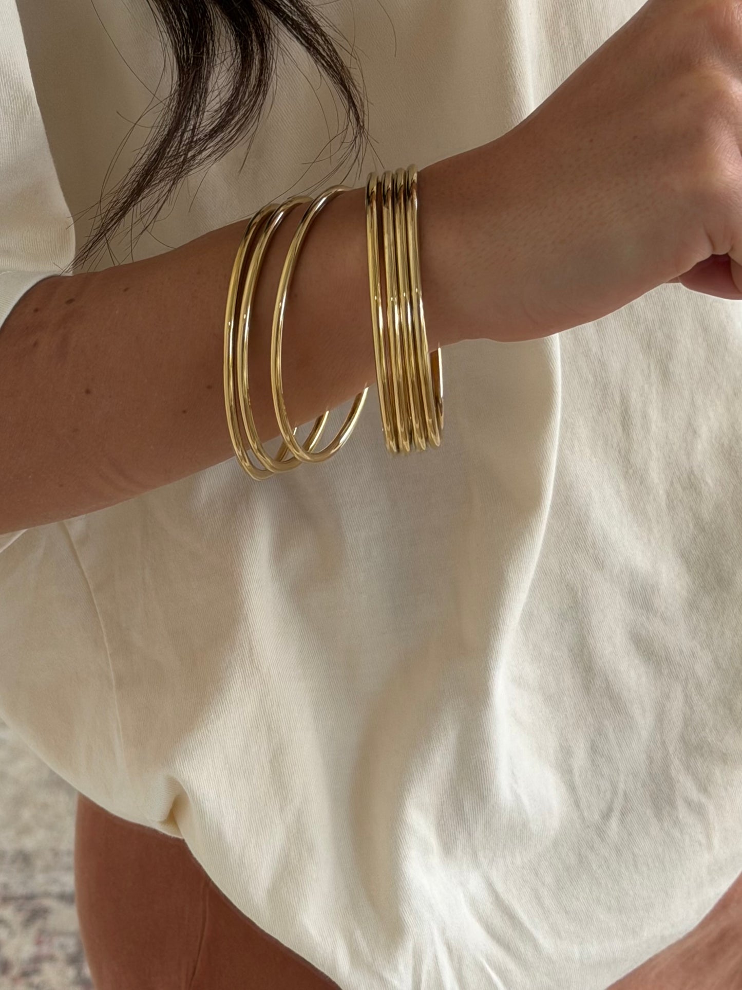 Gold Stainless Steel Bangle Set
