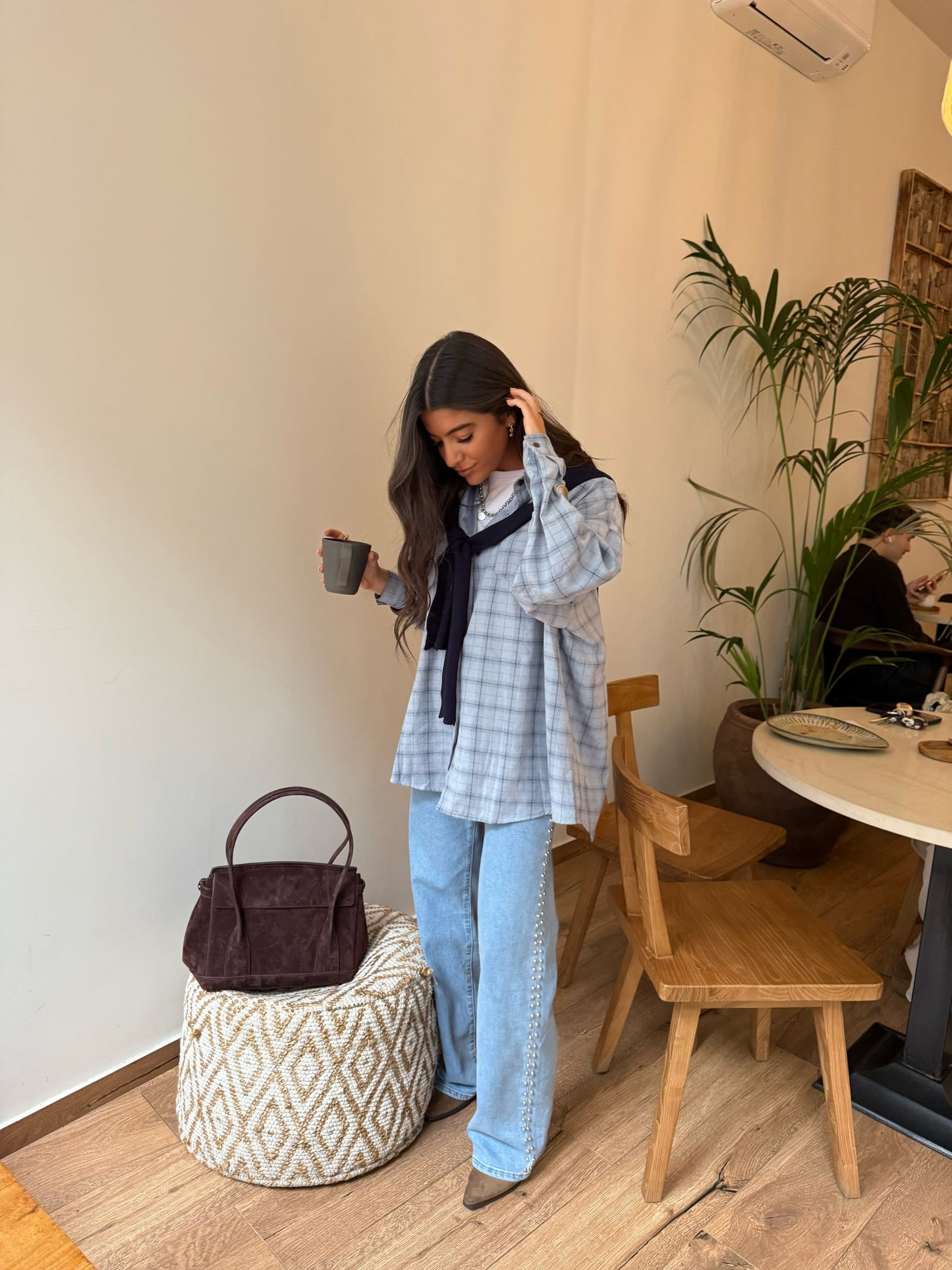 Two-in-One Shirt in Baby Blue (w/ satin lining)