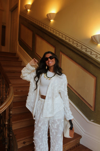 Embroidered White Set Shirt & Pants