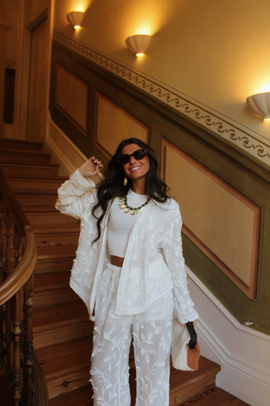 Embroidered White Set Shirt & Pants