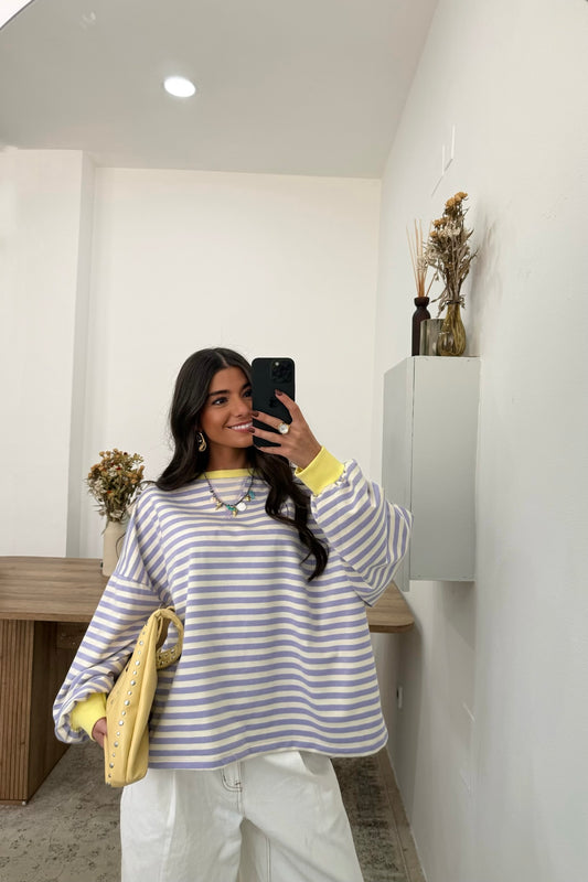 Lilac Striped Sweatshirt