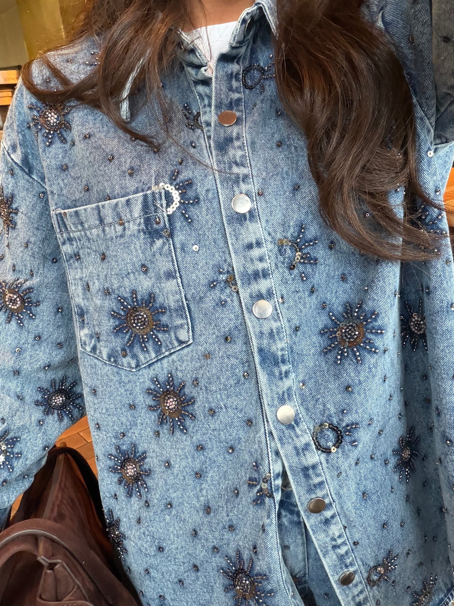 Denim Co-Ord with All-Over Embroidery