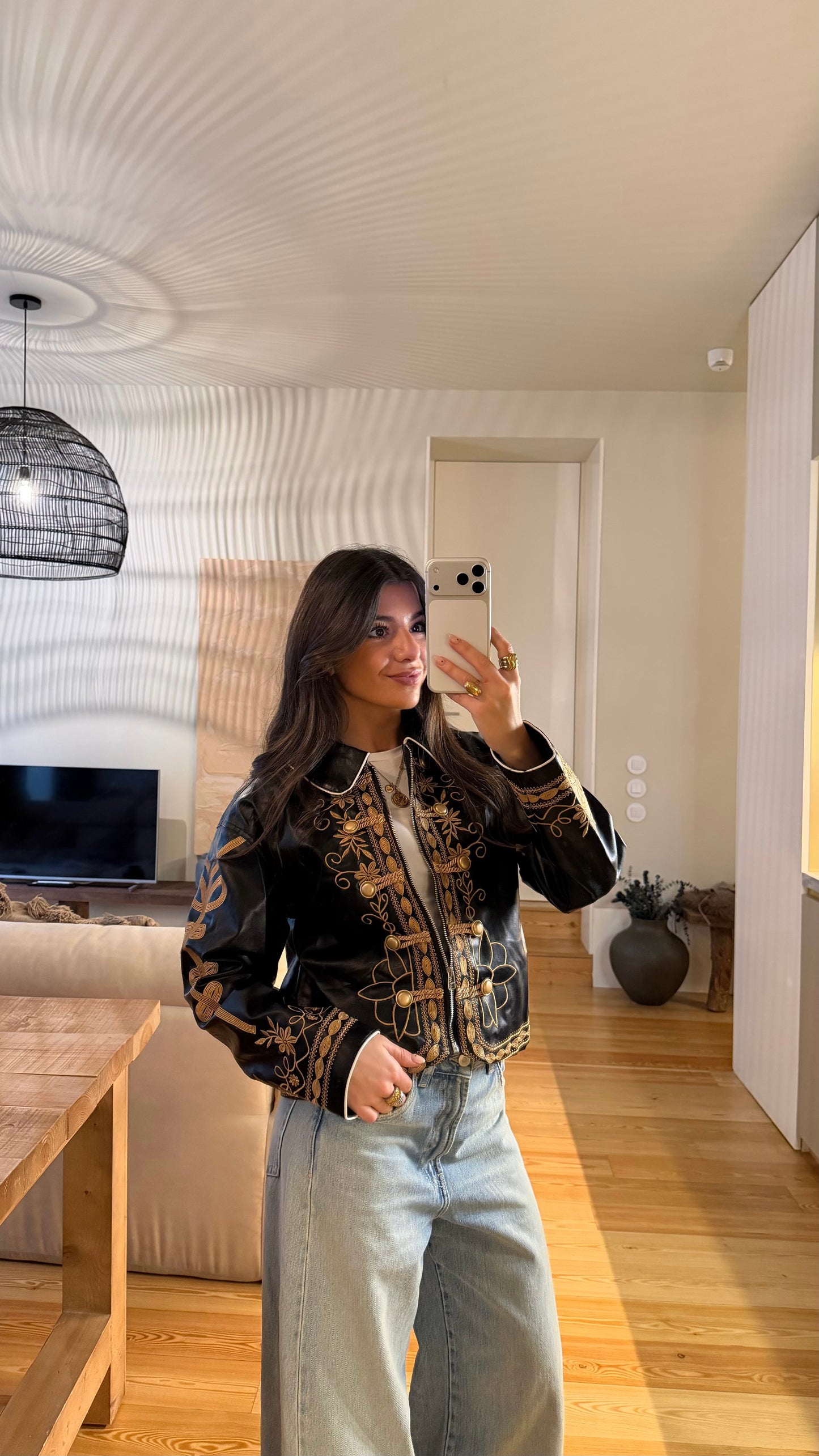 Black Faux Leather Napoleonic Jacket