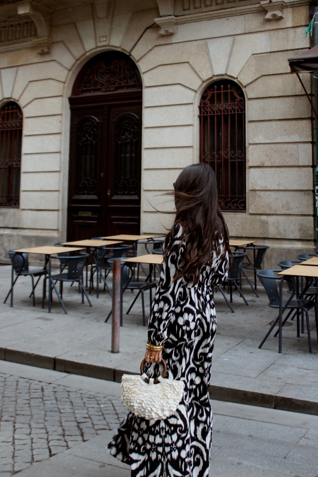 Black & White Ikat Maxi Dress