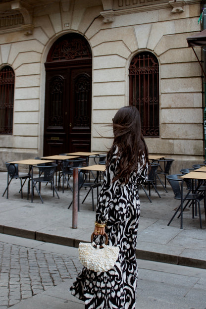 Black & White Ikat Maxi Dress
