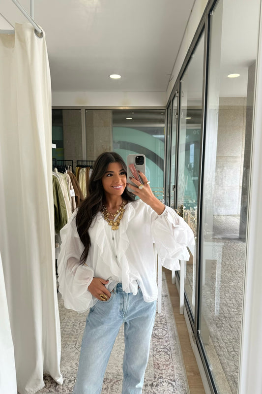 Ruffled Shirt in White
