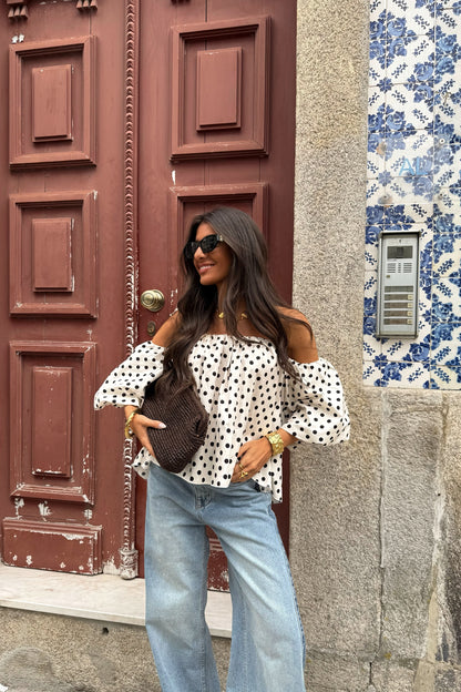 Polka Dot Off-Shoulder Top