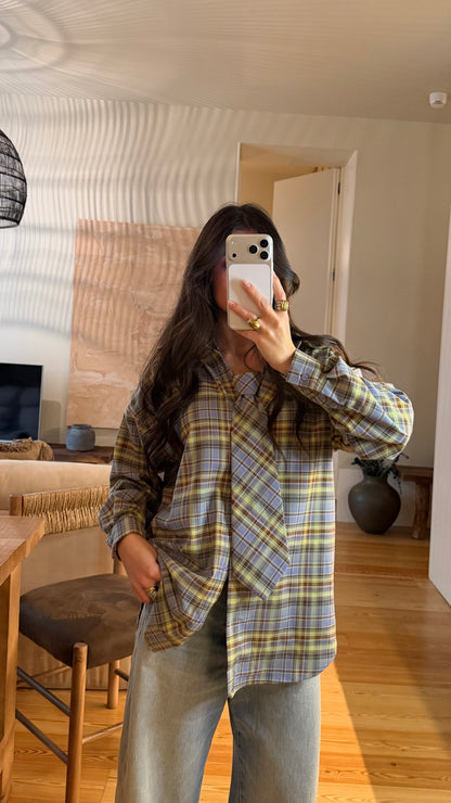 Plaid shirt with tie detail