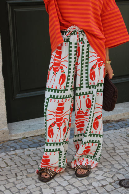 Lobster Print Flowy Pants
