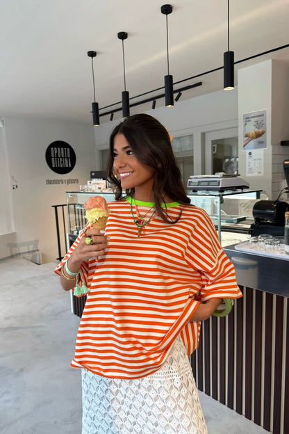 Orange Striped T-shirt with a Touch of Green (Pre-order | shipping on June 11)