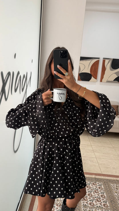 Black Polka Dot Ruffle Dress