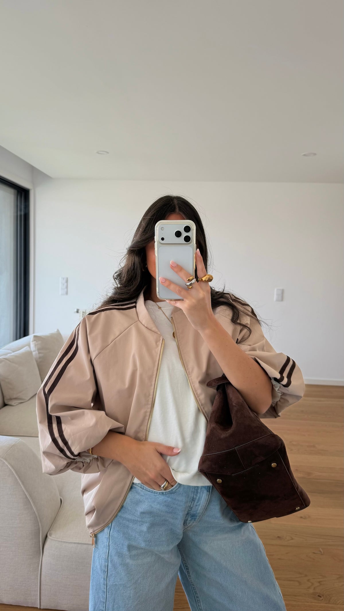 Beige Trench Bomber Jacket