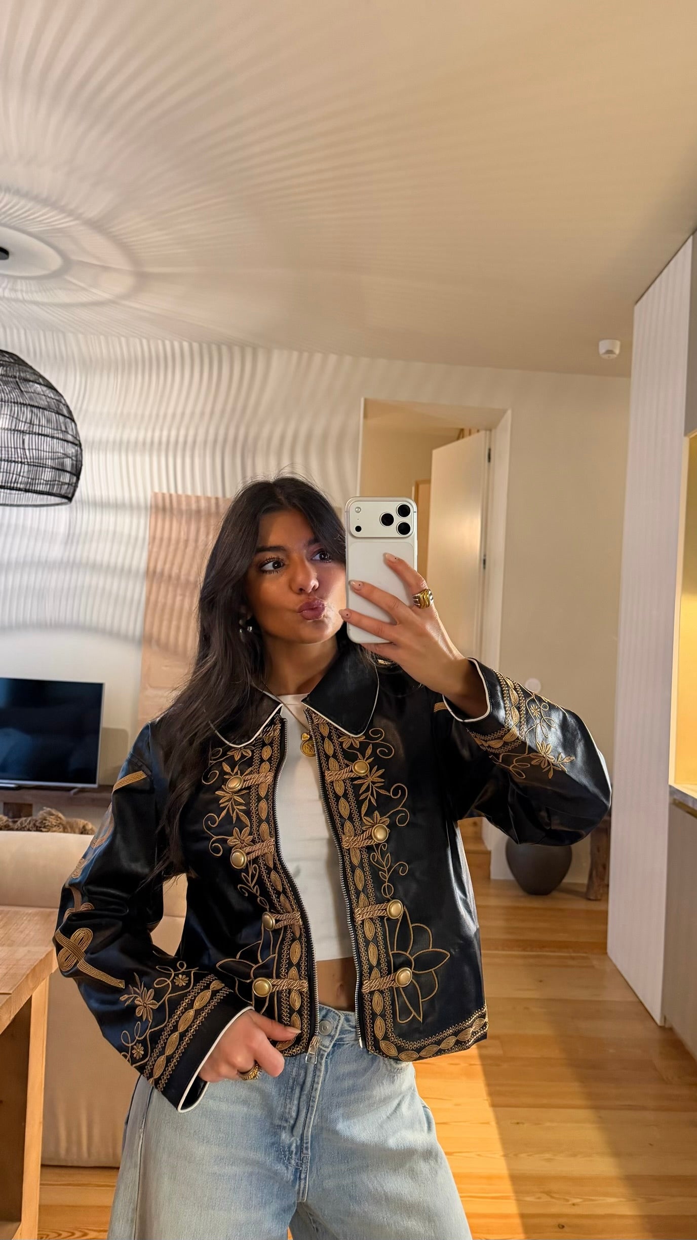 Black Faux Leather Napoleonic Jacket