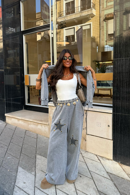 Star Studded Tracksuit in Faded Grey