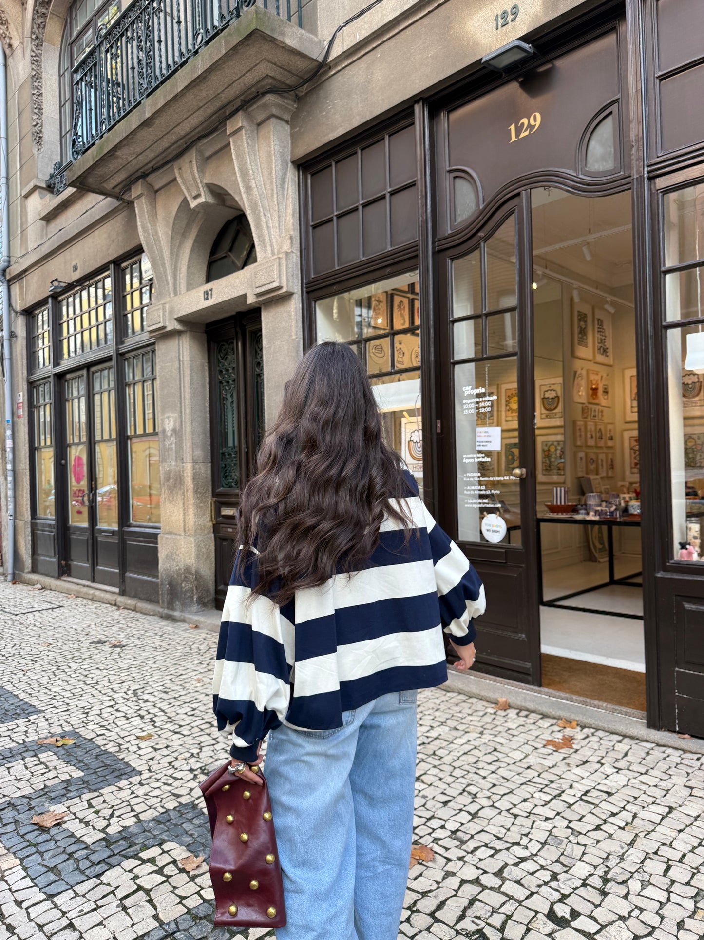 Navy Striped Oversized Sweatshirt