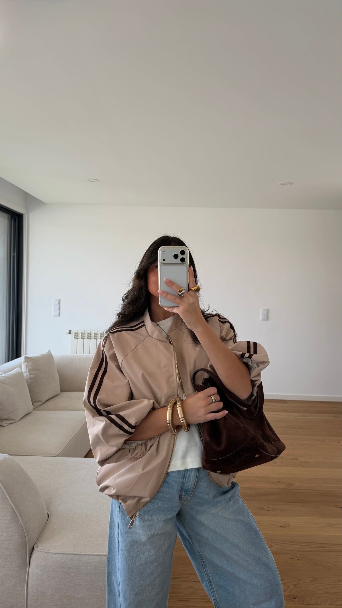 Beige Trench Bomber Jacket