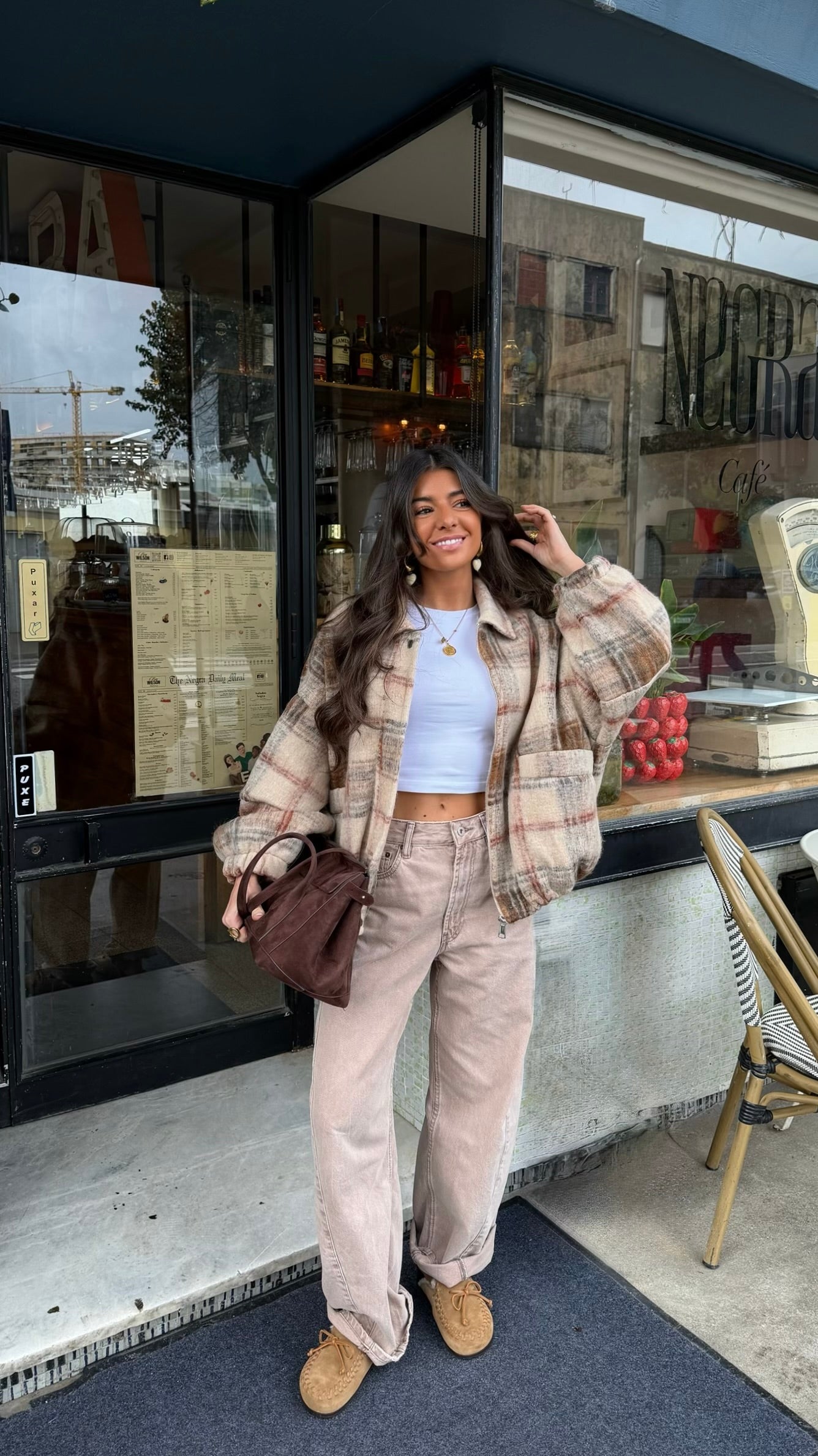 Plaid Wool-Blend Bomber Jacket