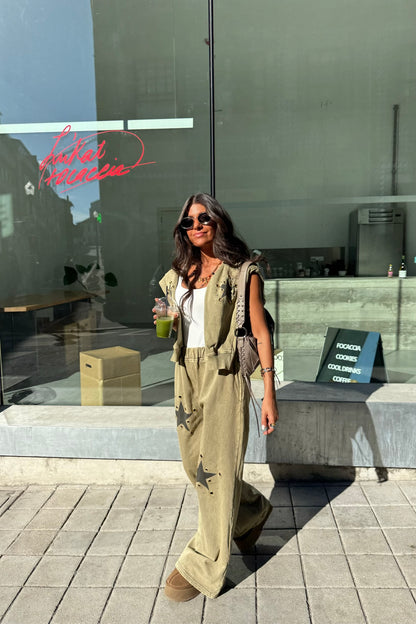 Star Studded Tracksuit in Khaki