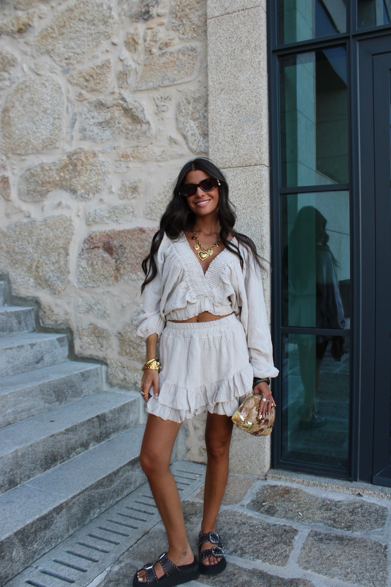 Neutral Sand Co-ord: Shorts and Crop Top