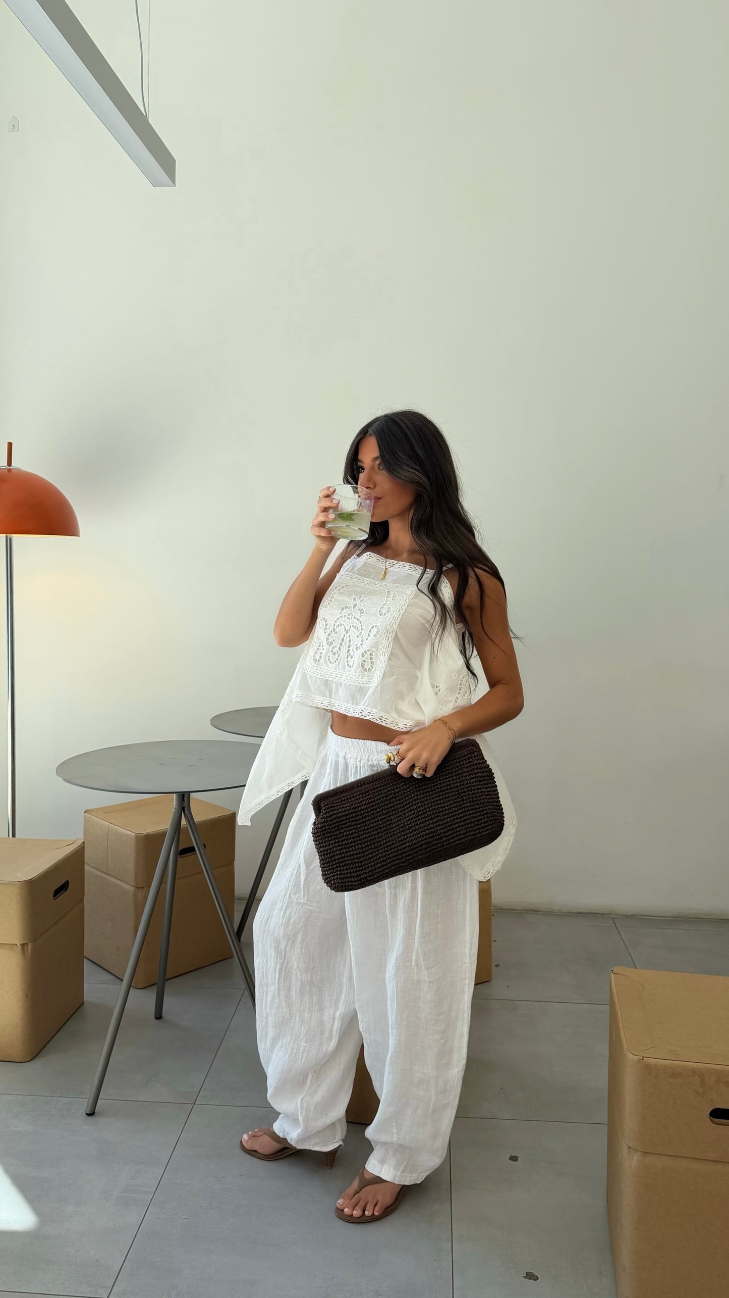 White Embroidered Panel Top